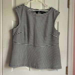 Black and white striped peplum top size 22 excellent condition
